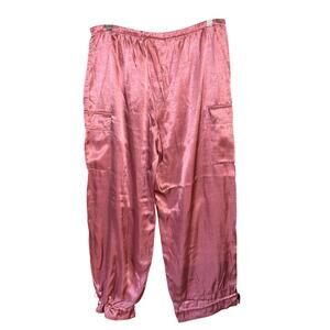 Y2K Victorias Secret Satin Pink Cargo Pants Size L Shiny Wide Leg or joggers